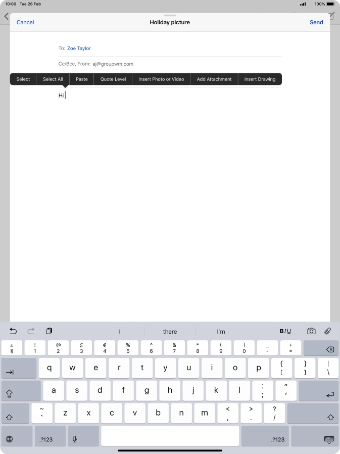 Press Insert Photo or Video and follow the instructions on the screen to attach a picture or a video clip.