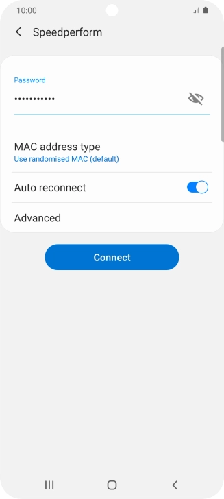 Key in the password for the Wi-Fi network and press Connect.