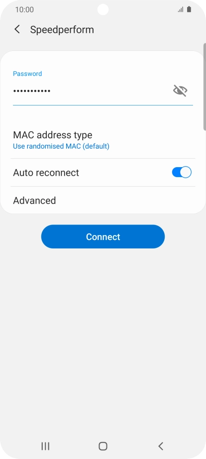 Key in the password for the Wi-Fi network and press Connect.
