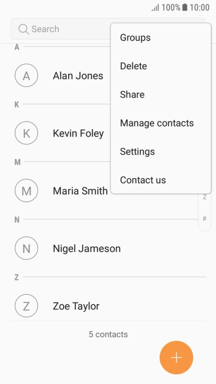 Press Manage contacts.