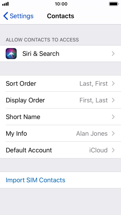 Press Import SIM Contacts.