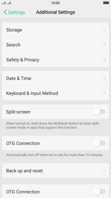 Press Back up and reset.