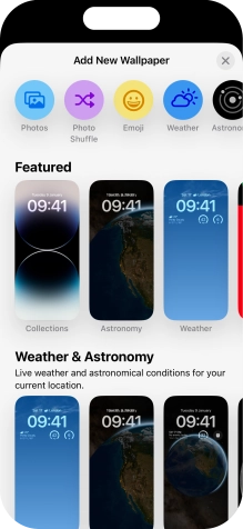 Press the required category and follow the instructions on the screen to select the required background image.