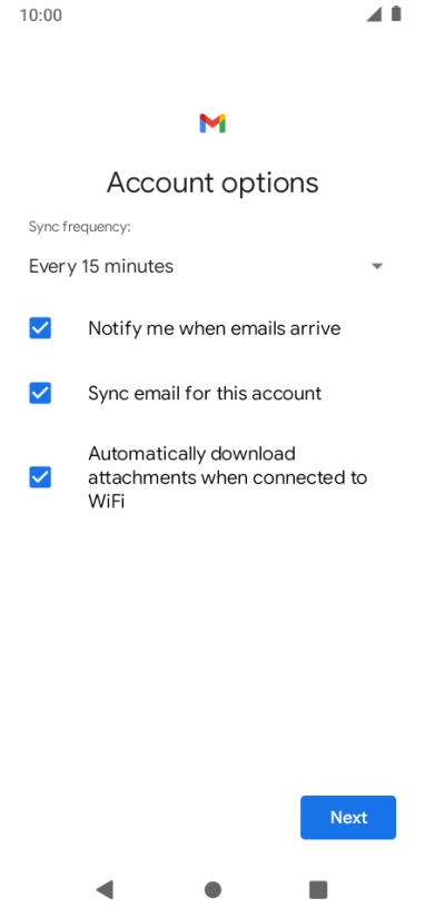If this screen is displayed, you email account has been recognised and set up automatically. Follow the instructions on the screen to key in more information and finish setting up your email account.