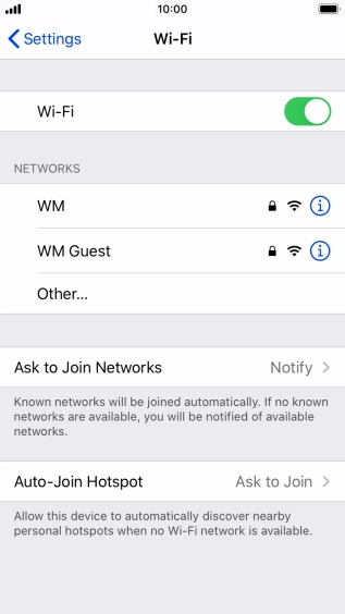 Press the required Wi-Fi network and key in the password for the Wi-Fi network.