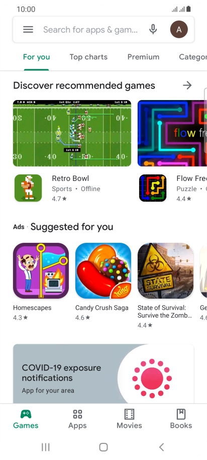 Press the search field.