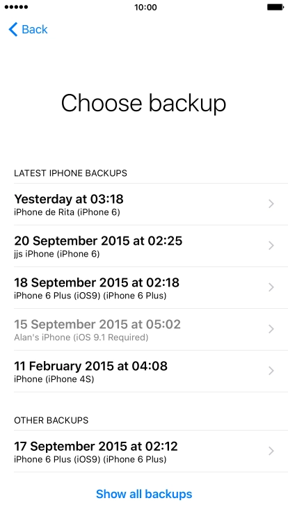 Press the required backup and your phone restores the contents of the selected backup. Follow the instructions on the screen to complete the activation.