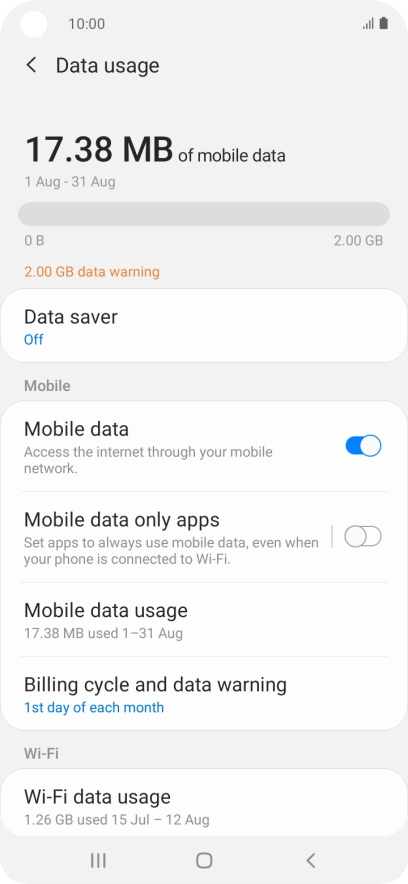 The total data usage is displayed.