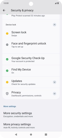 Press Face and fingerprint unlock.