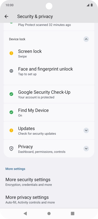Press Face and fingerprint unlock.