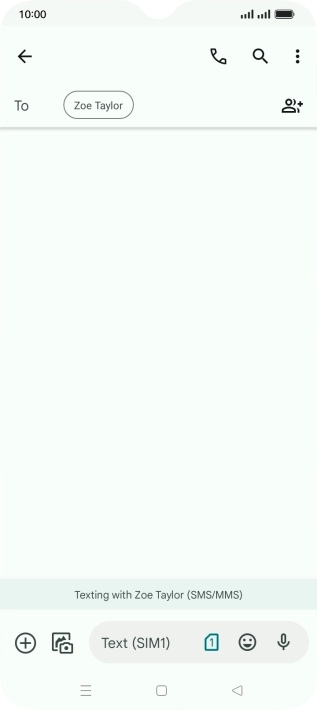 Press the text input field and write the text for your text message.