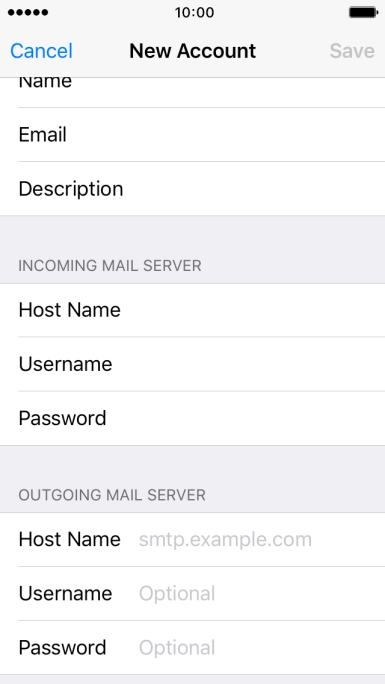 Press Host Name and key in the name or IP address of your email provider's outgoing server. Please note that if you can't send email messages when using your email provider's outgoing server, key in smtp.vodafone.net.au (Vodafone's outgoing server).