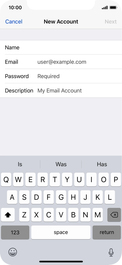 Press Email and key in your email address.