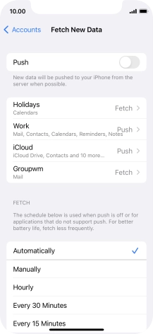 If you turn off the function, press the required setting.