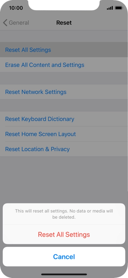 Press Reset All Settings.