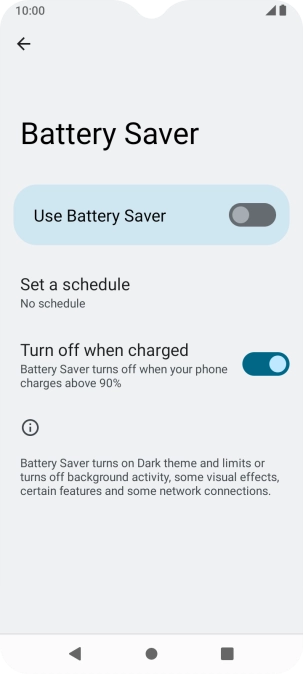 Press the indicator next to the required setting to turn the function on or off.