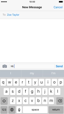 Press Send when you've finished your iMessage.