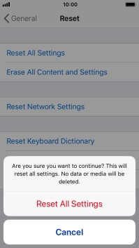 Press Reset All Settings. Wait a moment while the factory default settings are restored. Follow the instructions on the screen to set up your phone and prepare it for use.