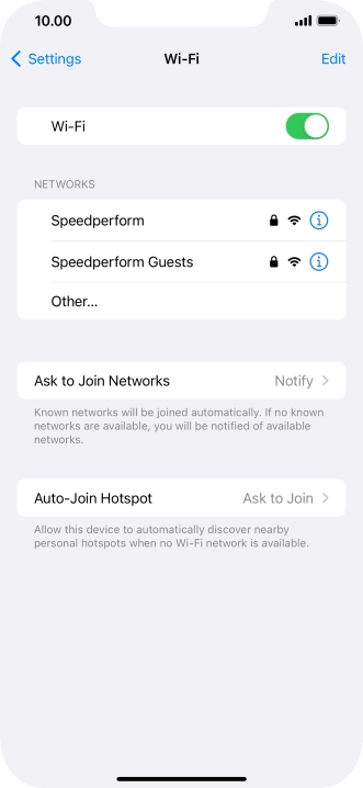 Press the required Wi-Fi network and key in the password for the Wi-Fi network.