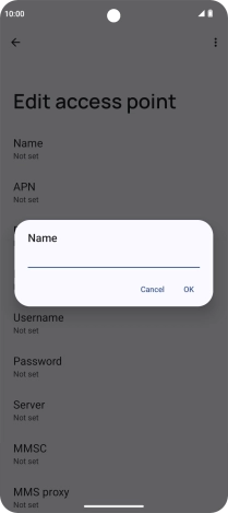 Key in Vodafone Internet and press OK.