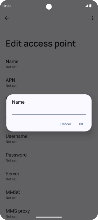Key in Vodafone Internet and press OK.