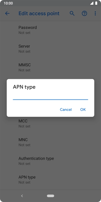 Key in default and press OK.