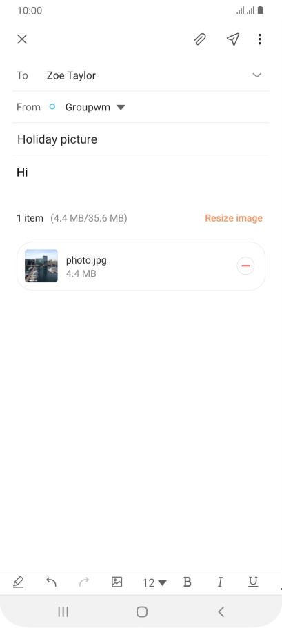 Press the send icon when you've finished your email message.
