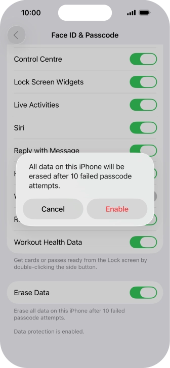 If you turn on the function, press Enable.