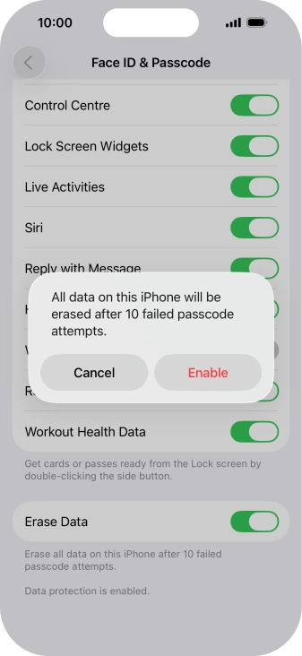 If you turn on the function, press Enable.