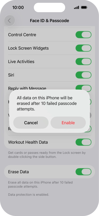 If you turn on the function, press Enable.