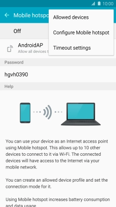 Press Configure Mobile hotspot. Press Configure Mobile hotspot.