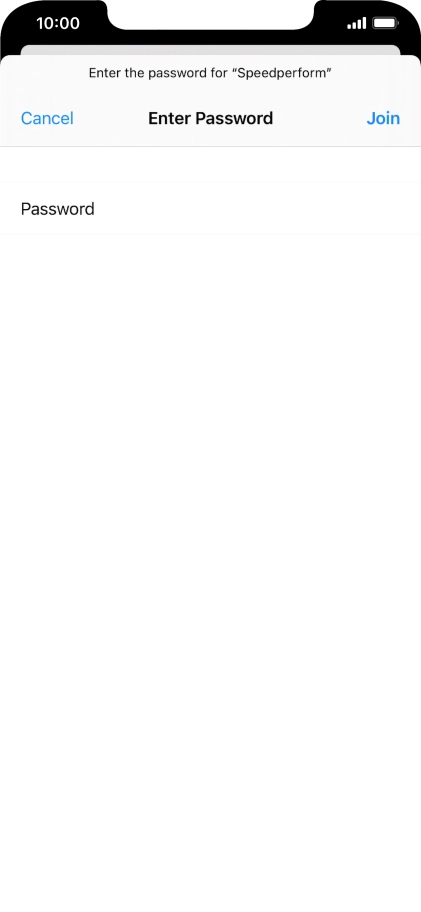 Key in the password for the Wi-Fi network and press Join.