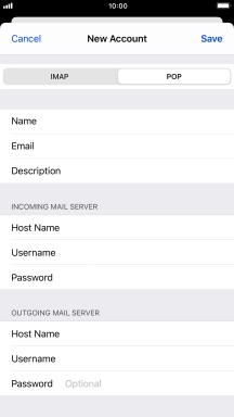 Press Password and key in the password for your email account. Please note that if you're using Vodafone's outgoing server, leave the password field empty.
