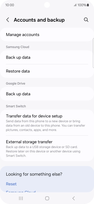 Press Manage accounts.