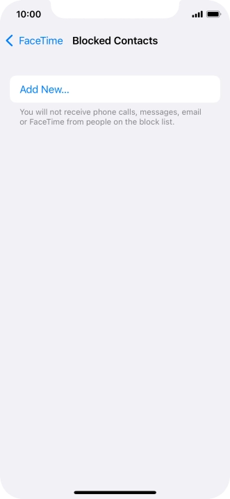 Press Add New... and follow the instructions on the screen to block a contact.