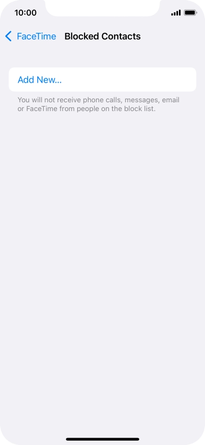 Press Add New... and follow the instructions on the screen to block a contact.