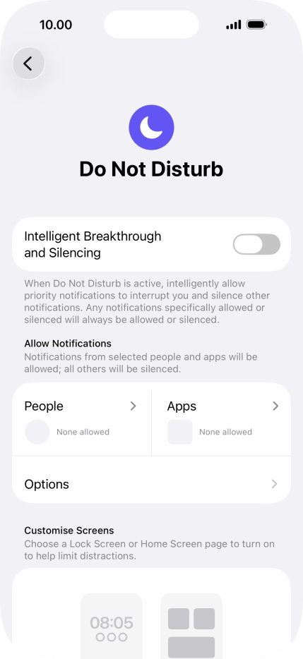 Press People and follow the instructions on the screen to select which contacts you would like to receive calls and notifications from when Do Not Disturb is turned on.