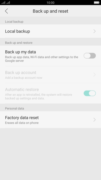 Press Factory data reset.
