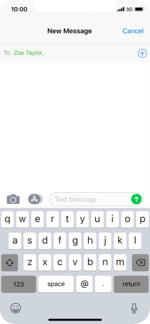 Press the text input field and write the text for your text message.