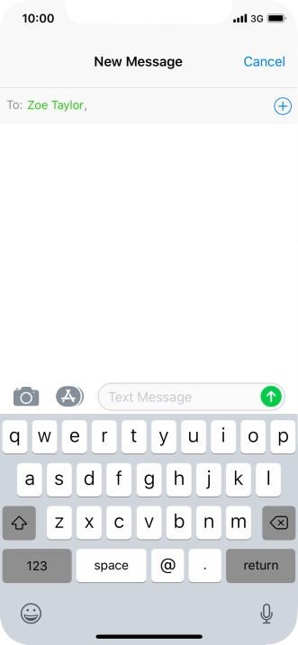 Press the text input field and write the text for your text message.