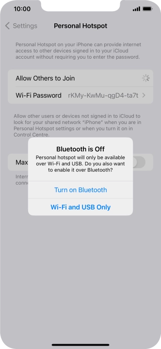 If Wi-Fi is turned on, press Wi-Fi and USB Only.