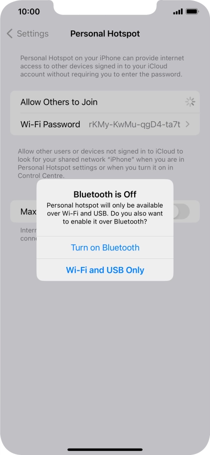 If Wi-Fi is turned on, press Wi-Fi and USB Only.