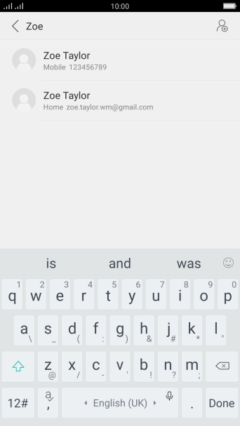 Press the required contact.