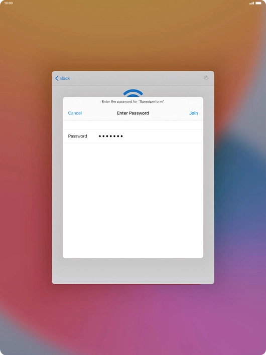 Key in the password for the Wi-Fi network and press Join.
