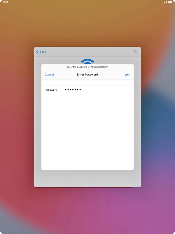 Key in the password for the Wi-Fi network and press Join.