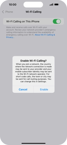 If you turn on the function, press Enable.