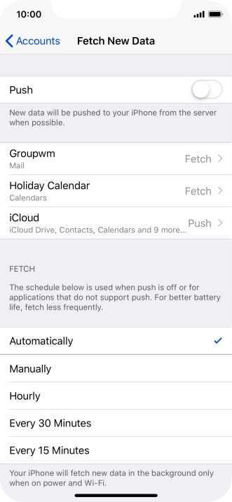 If you turn off the function, press the required setting.