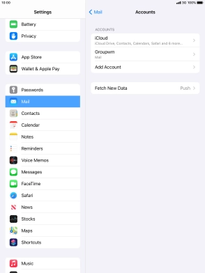 Press the name of the email account you've just set up.