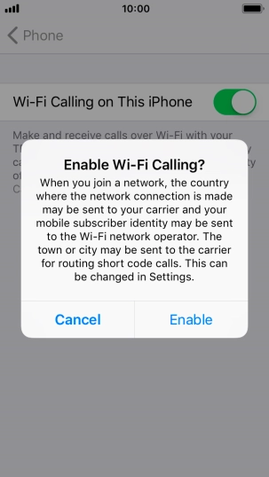 If you turn on the function, press Enable.