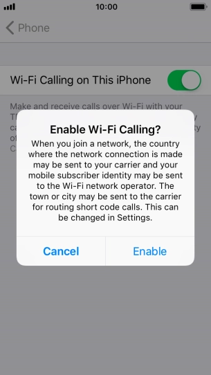 If you turn on the function, press Enable.